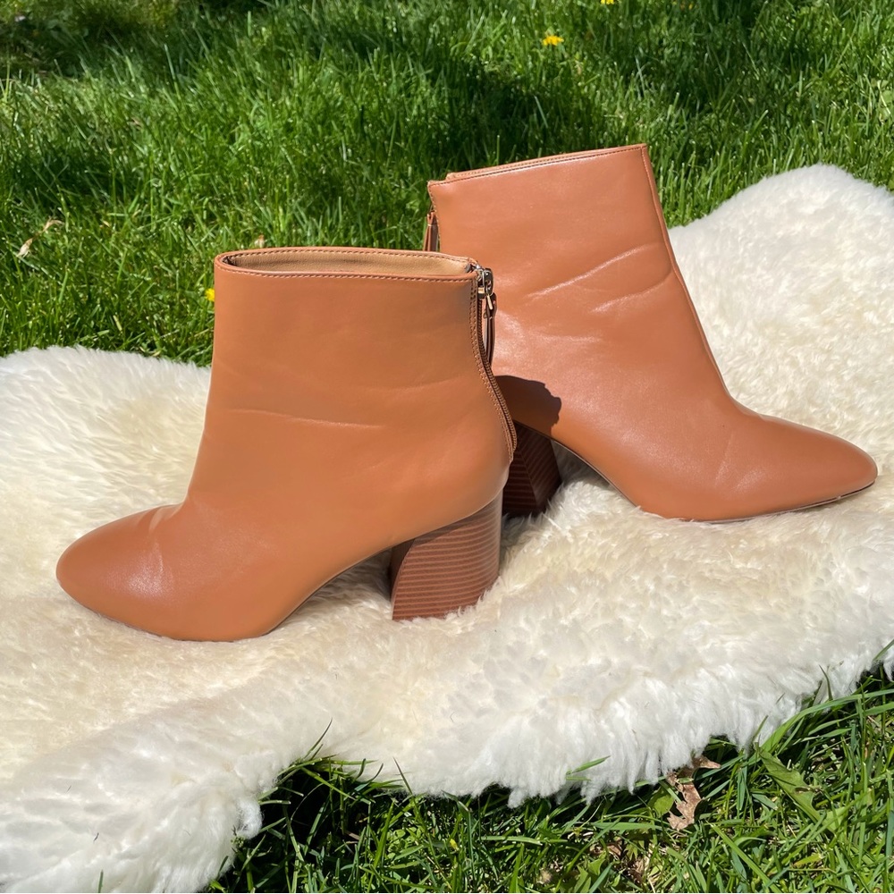 Qupid Tan Stacked Heel Boots